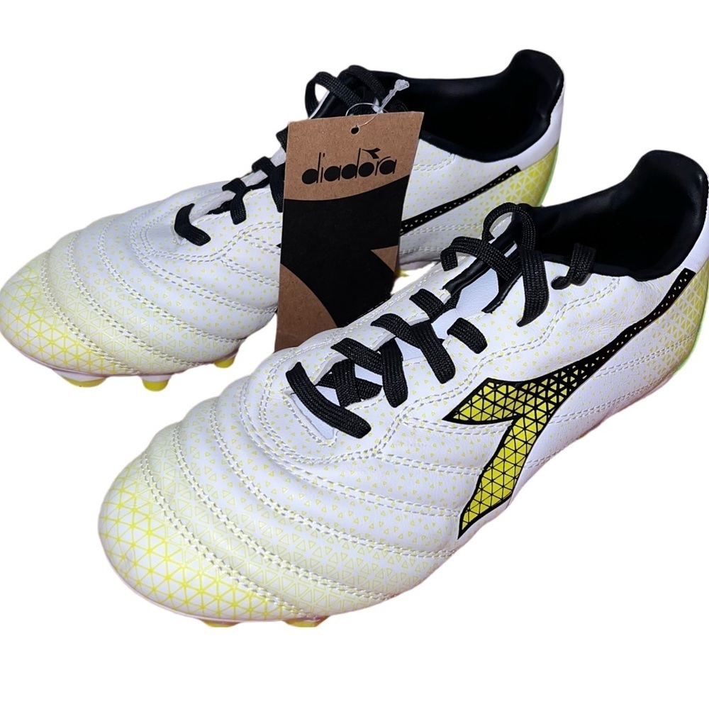 Diadora Brasil Elite Soccer Cleats Size 4.5 Leather White Yellow NEW